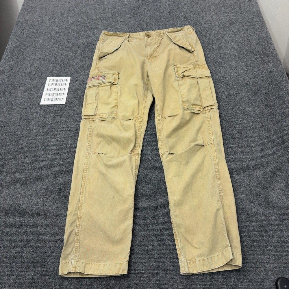 Denim & Supply Ralph Lauren Cargo Pants Men 32x32 Tan Cotton Flag Utility Rugged